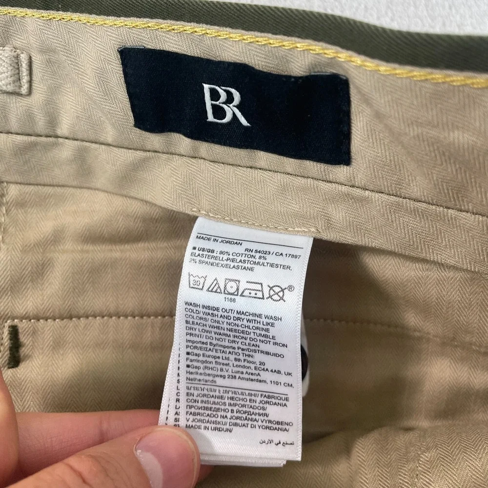 BANANA‎ REPUBLIC Slim Rapid Movement Chino Pants Men 35x28 Waimea Olive Preppy